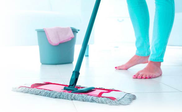 Clean Aloha mopping tile floor using non-toxic green products